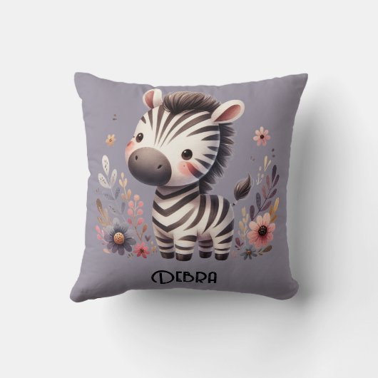 Woodland Zebra Kinder Christelijke Gebed op Paarse Kussen (Achterkant)