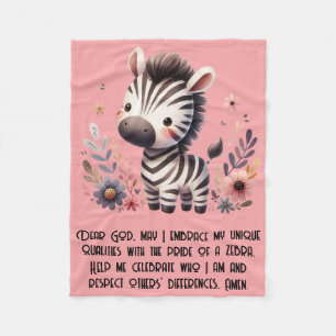 Woodland Zebra Kinder Christelijke gebeden op roze Fleece Deken