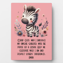 Woodland Zebra Kinder Christelijke gebeden op roze Fotoplaat