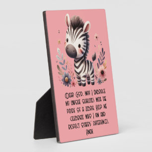 Woodland Zebra Kinder Christelijke gebeden op roze Fotoplaat