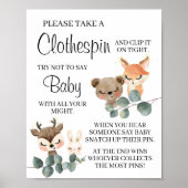 Woodland Zeg geen baby shower-teken voor baby game Poster (Voorkant)