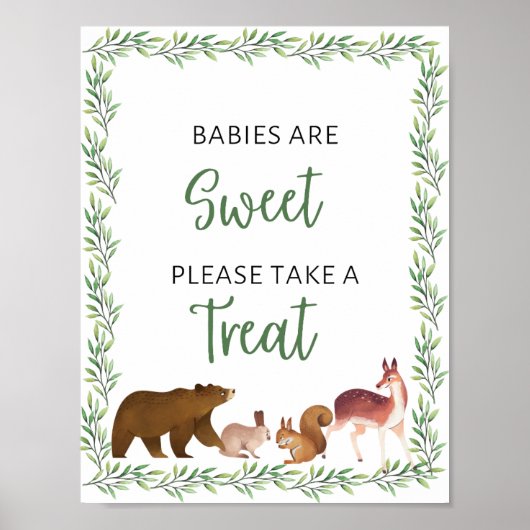 WoodlandBaby Douche Baby's zijn lief teken Poster (Voorkant)