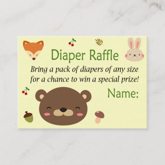 Woodlanddieren Diaper Raffle Tickets (Voorkant)