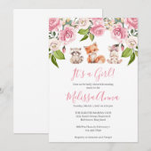 Woodlands Baby Girl Shower Kaart (Voorkant / Achterkant)