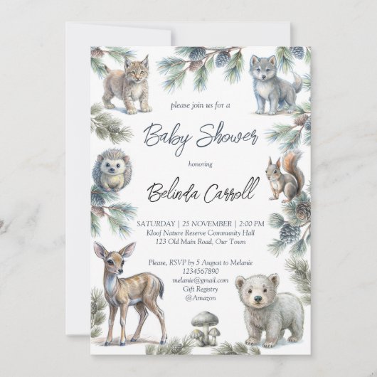 Woodlands bos schattige babydieren baby shower kaart (Voorkant)