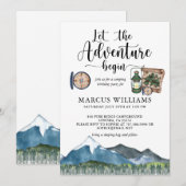 Woodlands Boy Birthday Party Camping Out Invitatio Kaart (Voorkant / Achterkant)