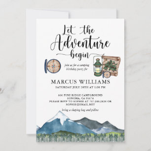 Woodlands Boy Birthday Party Camping Out Invitatio Kaart