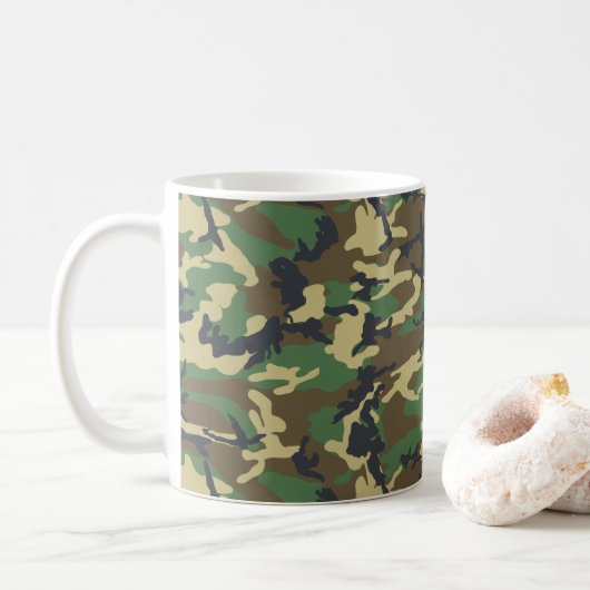 Woodlands Camouflage Outdoorsman Gift Koffiemok (Met donut)