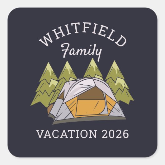 Woodlands Camping Trip Family Reunion Custom Vierkante Sticker (Voorkant)