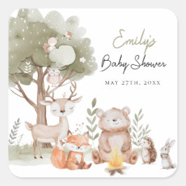 Woodlands Forest Baby shower Vierkante Sticker