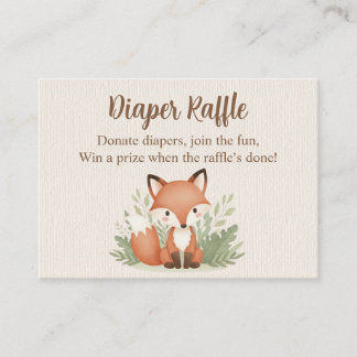 Woodlands Fox Watercolor Diaper Raffle Card Informatiekaartje