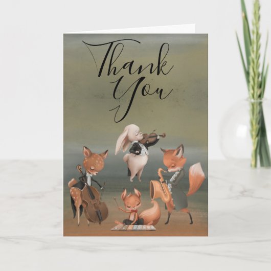 Woodlands Musicians Baby shower Hartelijk dank Bedankkaart (Voorkant)