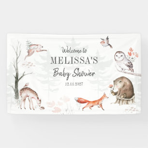 Woodlands Rustic Forest Animals Baby shower Custom Spandoek