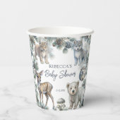 Woodlands schattige babydieren baby shower op maat papieren bekers (Achterkant)