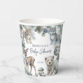 Woodlands schattige babydieren baby shower op maat papieren bekers (Voorkant)