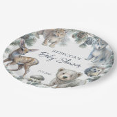 Woodlands schattige babydieren baby shower op maat papieren bordje (Gekanteld)