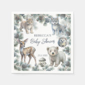 Woodlands schattige babydieren baby shower op maat servet (Voorkant)