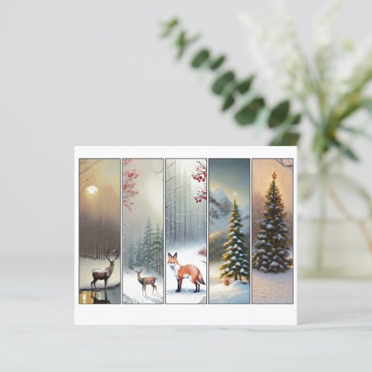 Woodlands thema Kerst bladwijzer set (Staand voorkant)