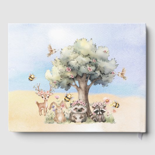 Woodlands Wildlife Baby shower gastenboek (Achterkant)