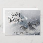 Woodlands Wolves Howl Winter Snow Merry Kerstry Feestdagenkaart (Voorkant / Achterkant)