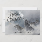 Woodlands Wolves Winter Merry Kerstfeestdag C Feestdagenkaart (Voorkant)