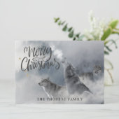 Woodlands Wolves Winter Merry Kerstfeestdag C Feestdagenkaart (Staand voorkant)