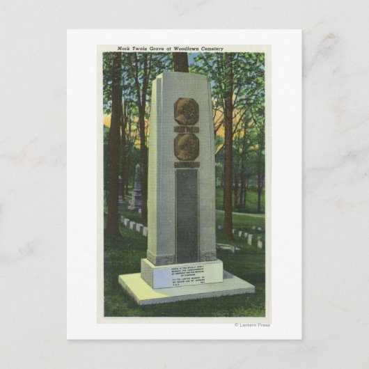 Woodlawn Cemetery, Mark Twain Gravestone Scene Briefkaart (Voorkant)