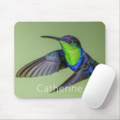 Woodnymph Hummingbird in Flight Persoonlijke Naam Muismat (Met muis)
