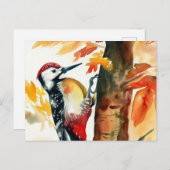 Woodpecker Aquarel Briefkaart (Voorkant / Achterkant)