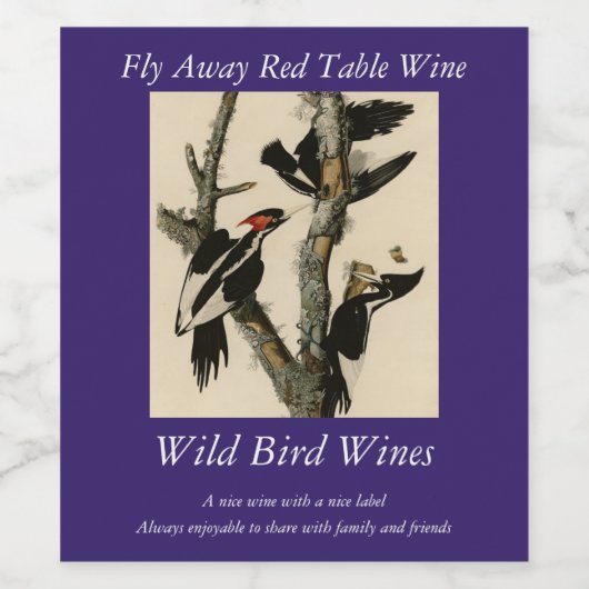 Woodpecker Audubon's Birds of America Wijn Etiket (Enkel label)