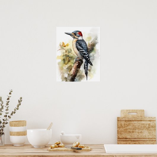 Woodpecker Bird Art Print Poster (Keuken)
