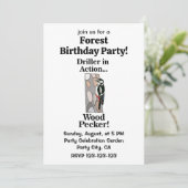 Woodpecker Bird Grappig Verjaardagsfeest Kaart (Staand voorkant)