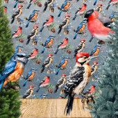 Woodpecker Bullfinch Blauwe Vogel Eerste Winter Sn Inpakpapier Vel