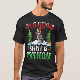 Woodpecker Dragen Santa hoed Kerstmis geest is W T-shirt