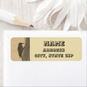 Woodpecker en Saguaro Cactus Sepia Southwest Etiket (Insitu)