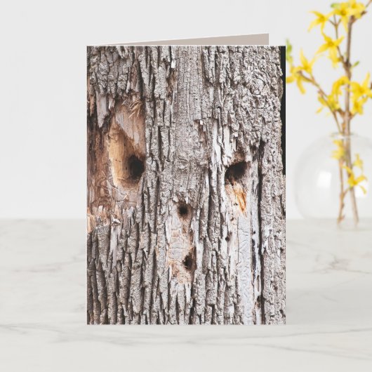 Woodpecker Hole Tree Face Kaart (Gele Bloem)