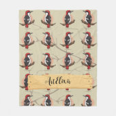 Woodpecker houtprint fleece deken (Voorkant)