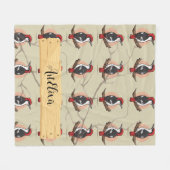 Woodpecker houtprint fleece deken (Voorkant (Horizontaal))
