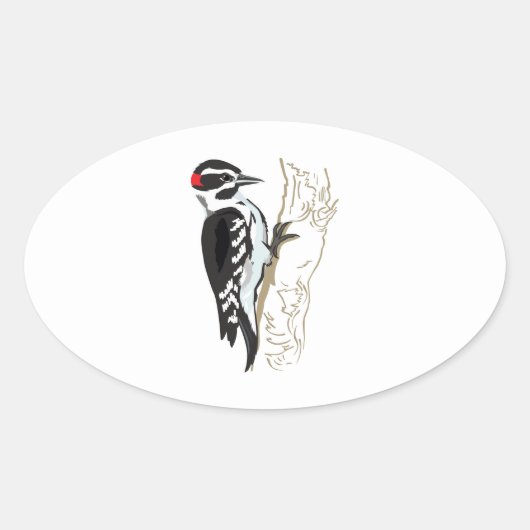 Woodpecker-illustratie Ovale Sticker (Voorkant)