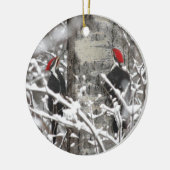 Woodpecker in Winter Keramisch Ornament (Links)