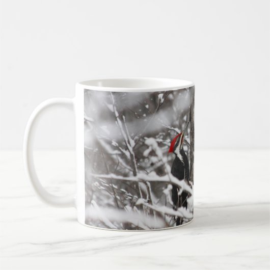 Woodpecker in Winter Koffiemok (Links)