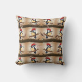 Woodpecker Kawaii bladeren print Kussen (Voorkant)