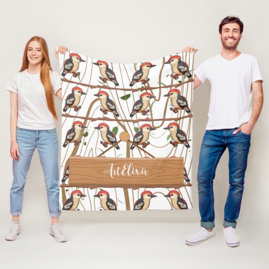 Woodpecker Lovers Print Fleece Deken (In situ)