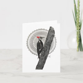 Woodpecker Mandala Folded Note Card Kaart