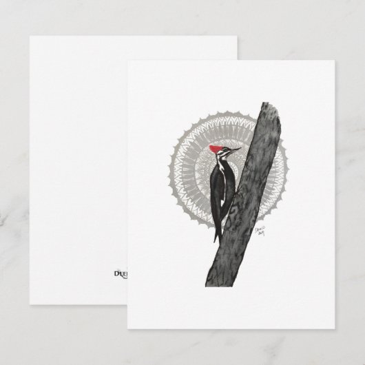 Woodpecker Mandala Notitiekaartje (Voorkant / Achterkant)