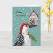 Woodpecker met  huiskaart kaart (Gele Bloem)