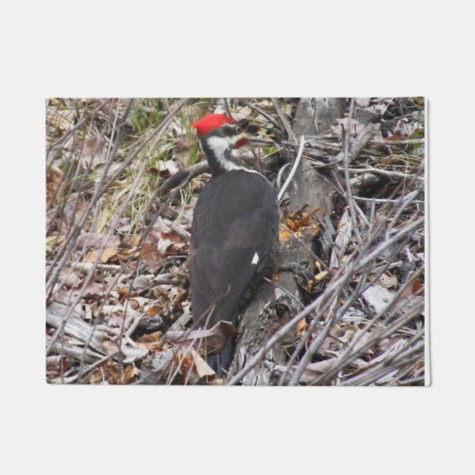 Woodpecker Pecking Wood door Mat (Voorkant)