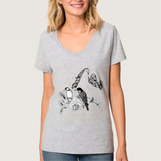  Woodpecker Rustic Country Tortelduifjes T-shirt (Voorkant)