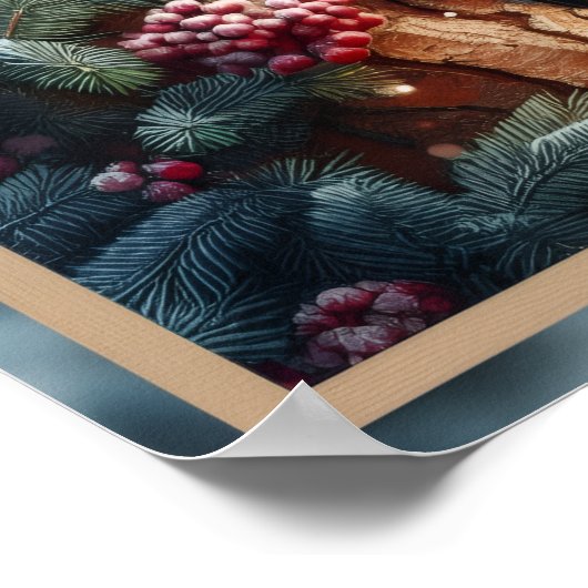 Woodpecker sits on a tree trunk poster (Hoek)