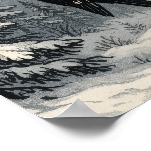 Woodpecker sits on a tree trunk poster (Hoek)